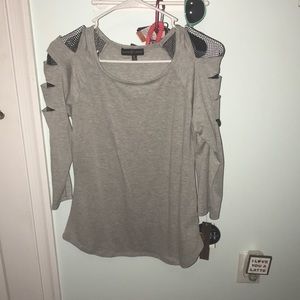 Gray Long Sleeve With Black Netting